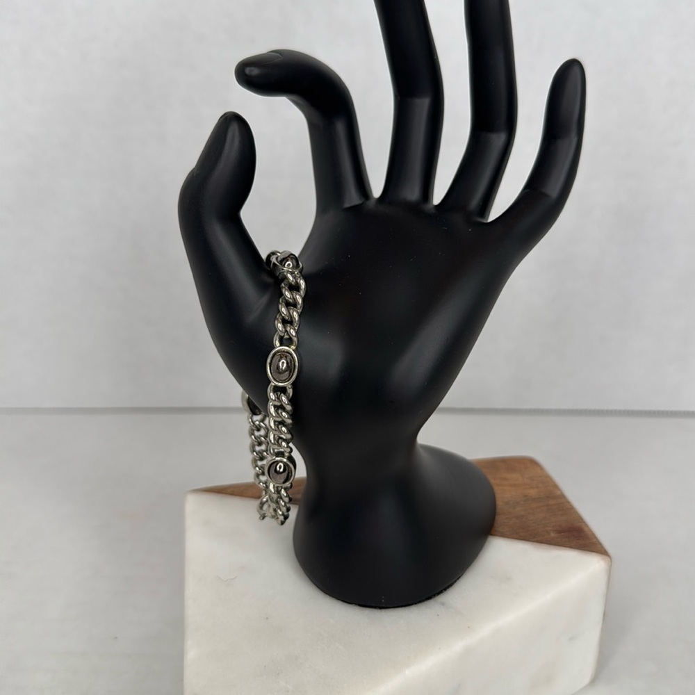Vintage Silver Chain with charm detailing Bracelet lot C10